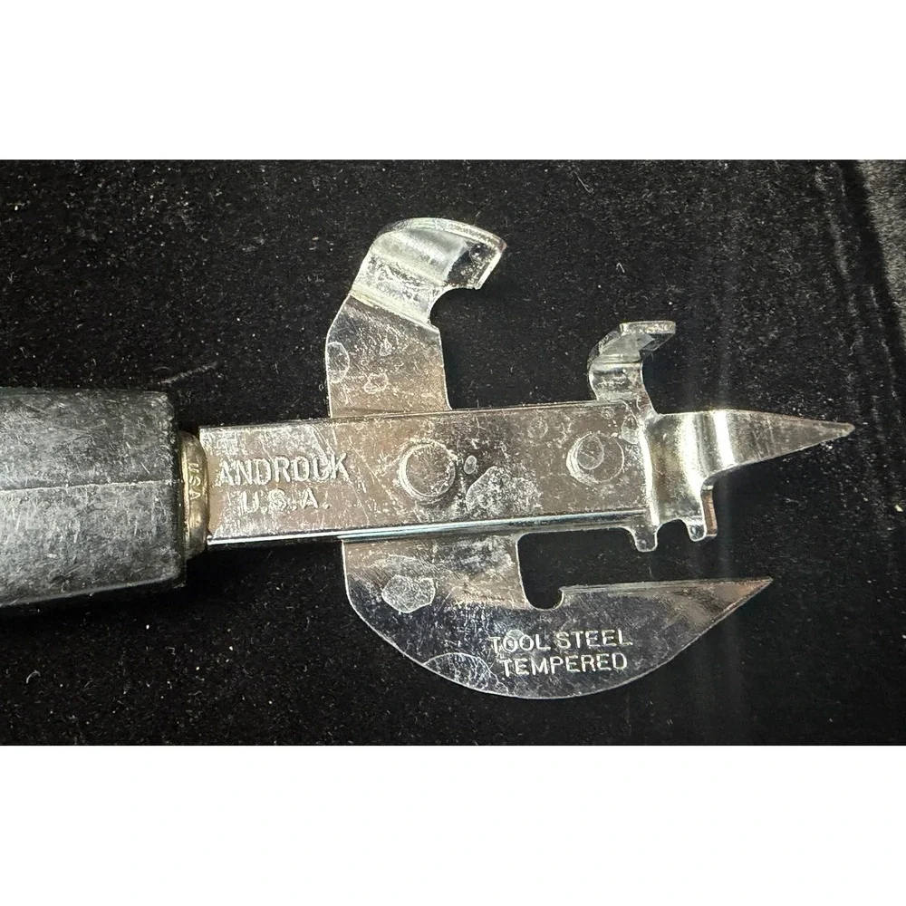 Vintage Androck Multi Tool Can Bottle Opener Tempered Tool Steel USA Black